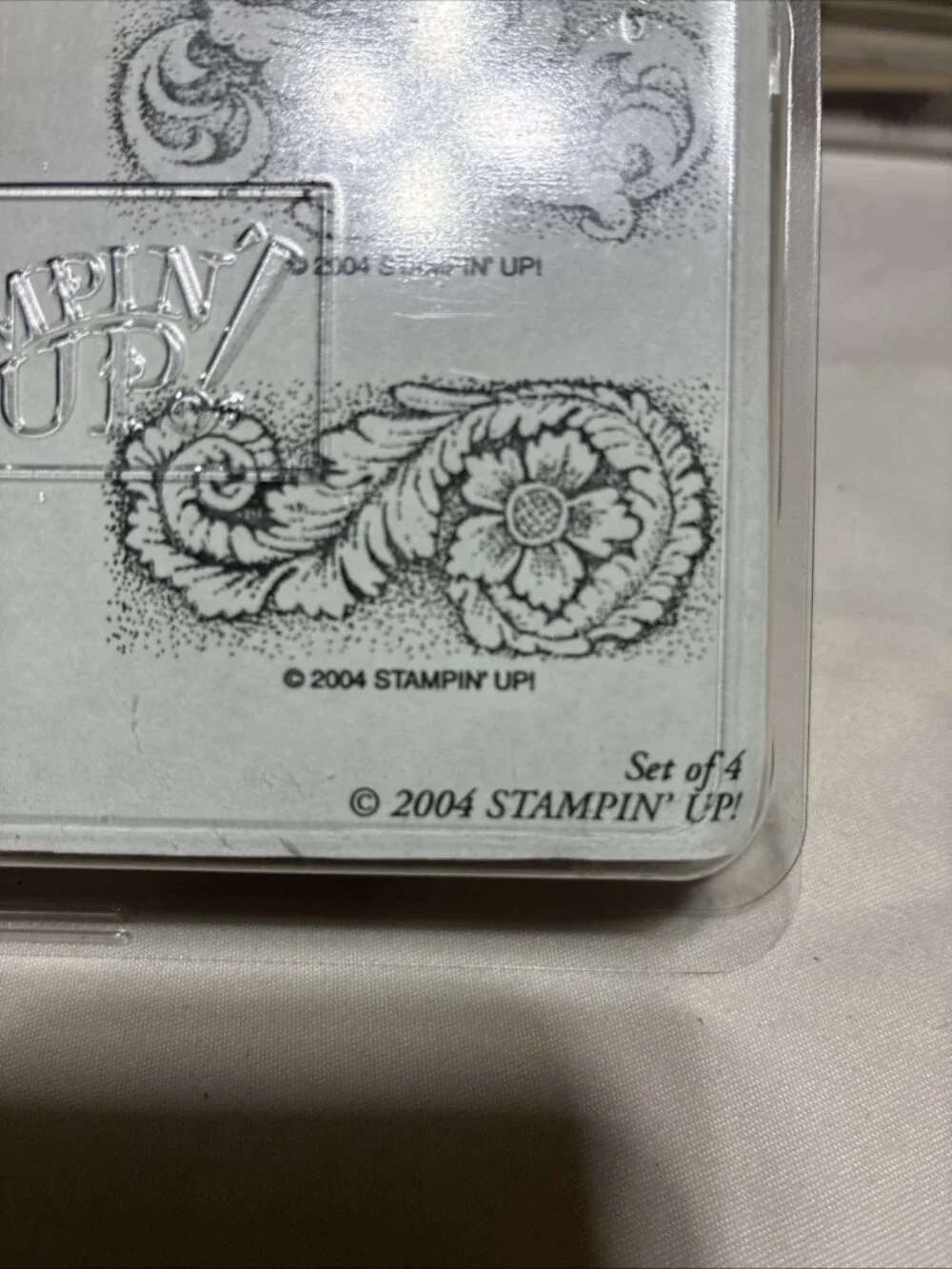 New Factory Sealed 2004 Stampin ‘Up ! “sculpture Style “floral Scroll Set Of 4